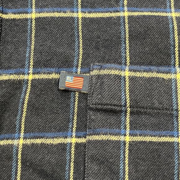 Ralph Lauren Polo Jeans Co Flannel Plaid Shirt Men's L/XL Navy Blue Preppy Y2K - Picture 6 of 12